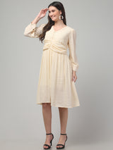 Solid Poet Sleeve Midi Dress
