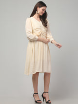 Solid Poet Sleeve Midi Dress