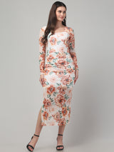 Floral White Bodyocon Dress