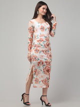 Floral White Bodyocon Dress