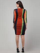 Striped Orange Bodycon dress