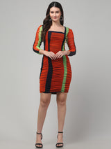 Striped Orange Bodycon dress