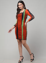 Striped Orange Bodycon dress