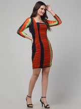 Striped Orange Bodycon dress