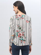 Striped Multi Color V-Neck Top