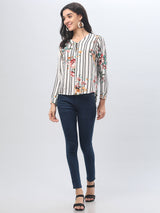 Striped Multi Color V-Neck Top