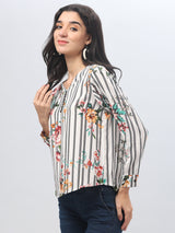 Striped Multi Color V-Neck Top