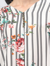 Striped Multi Color V-Neck Top