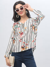 Striped Multi Color V-Neck Top