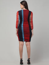 Striped Maroon Bodycon Dress