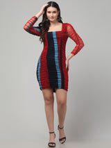 Striped Maroon Bodycon Dress