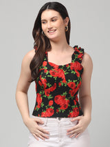 Printed White Sleeveless Top