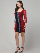 Striped Maroon Bodycon Dress