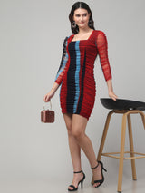 Striped Maroon Bodycon Dress
