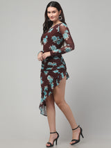 Floral Frilly Bodycon Dress