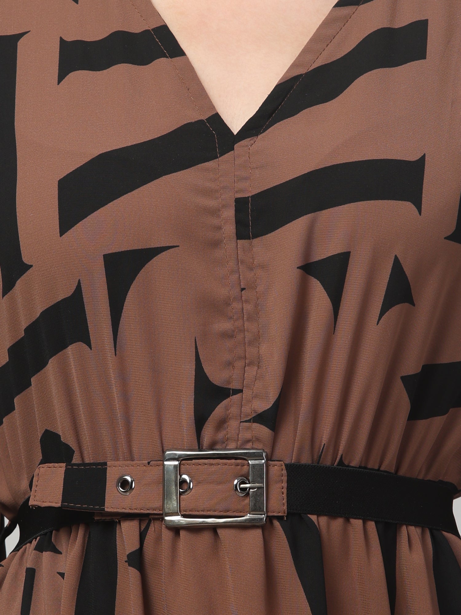 Alphabetic Print Slit Midi Dress