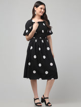 Black Polka Dot Midi Dress