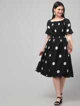 Black Polka Dot Midi Dress
