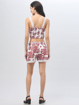 Printed White Short Co-Ord Set