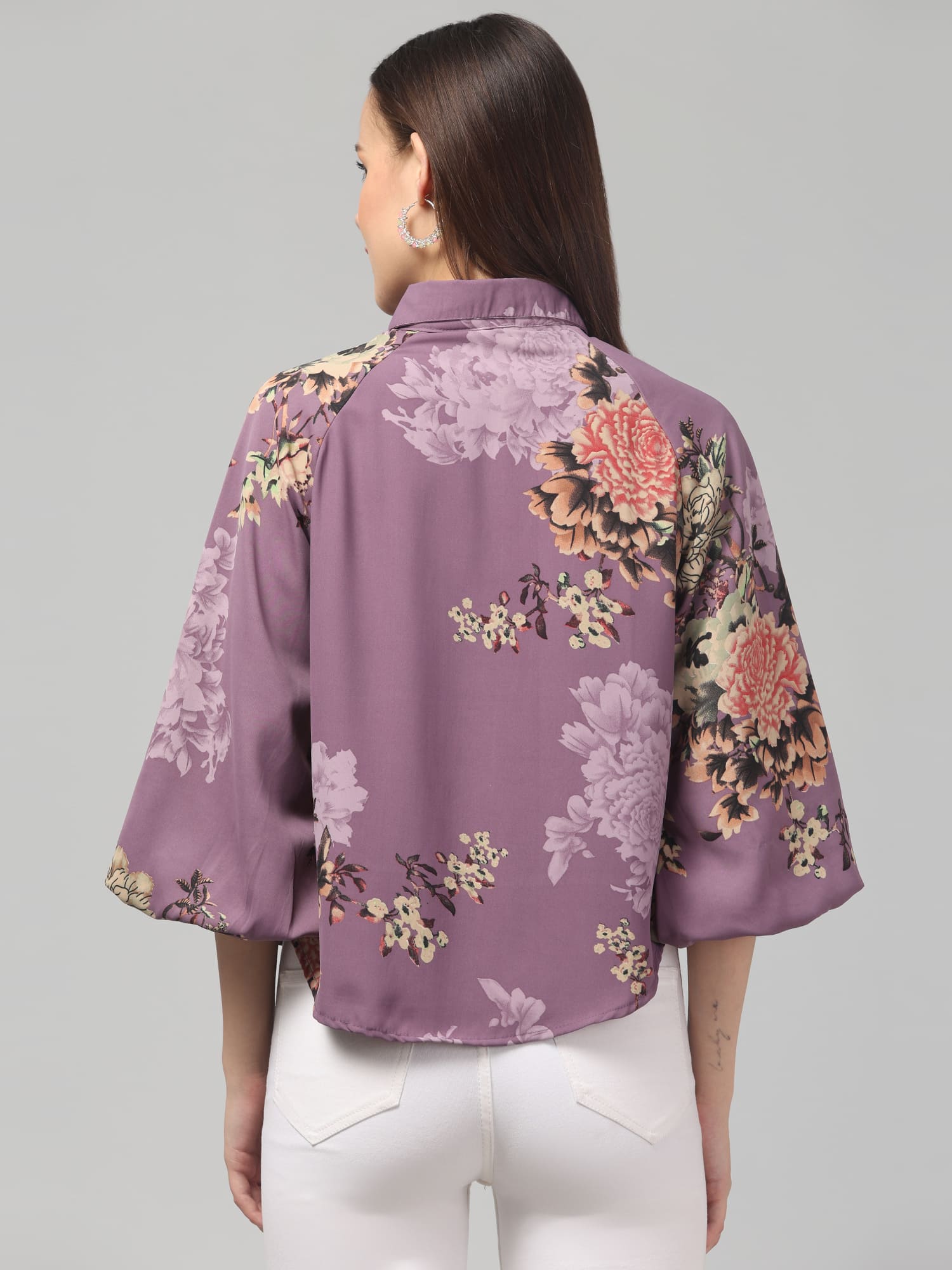Floral Printed Butterfly Sleeve Top