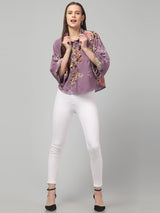 Floral Printed Butterfly Sleeve Top