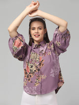 Floral Printed Butterfly Sleeve Top