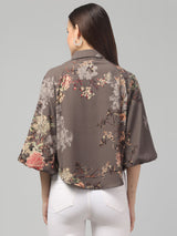 Floral Printed Butterfly Sleeve Top