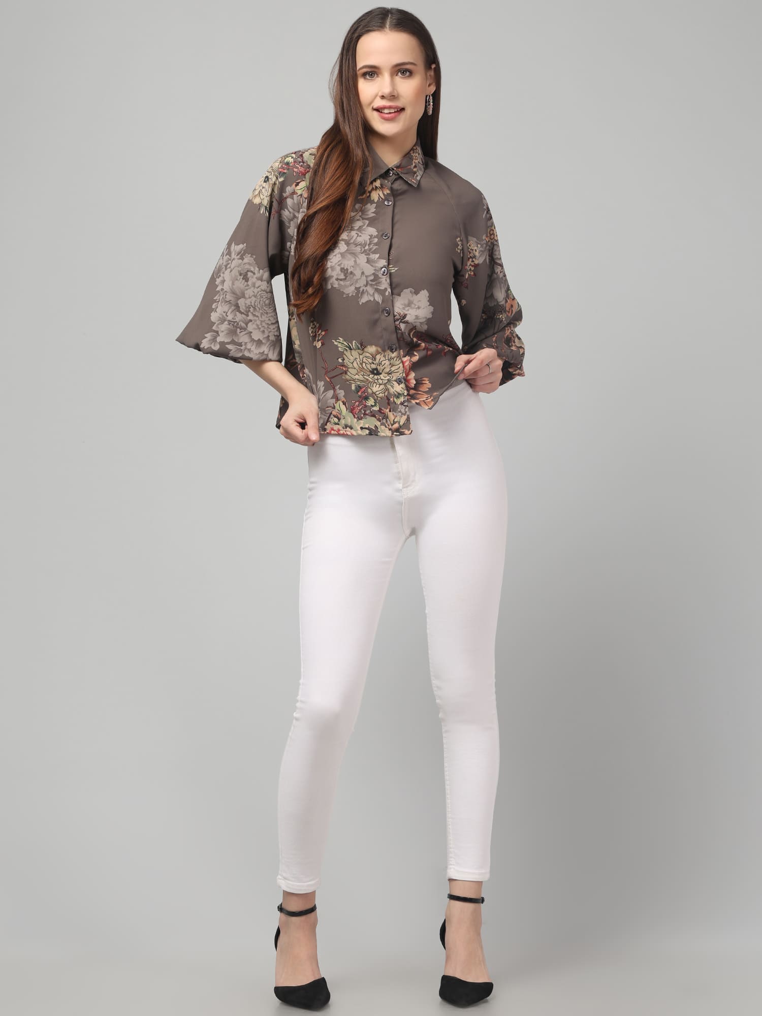Floral Printed Butterfly Sleeve Top