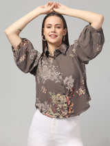 Floral Printed Butterfly Sleeve Top