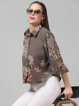 Floral Printed Butterfly Sleeve Top