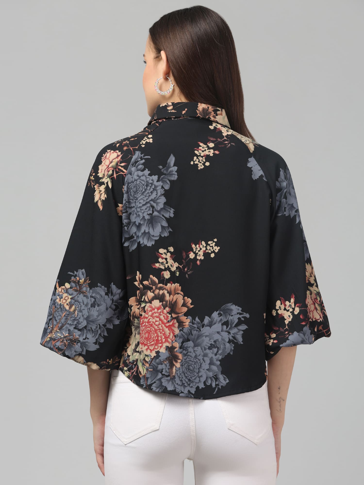 Floral Printed Butterfly Sleeve Top