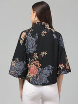 Floral Printed Butterfly Sleeve Top
