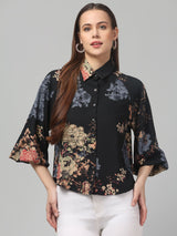 Floral Printed Butterfly Sleeve Top