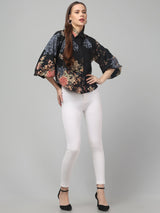 Floral Printed Butterfly Sleeve Top