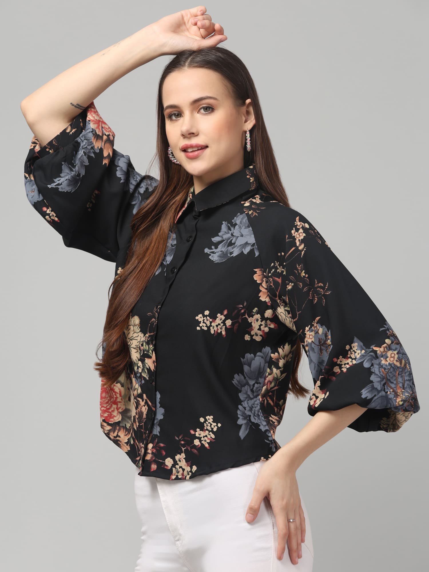 Floral Printed Butterfly Sleeve Top