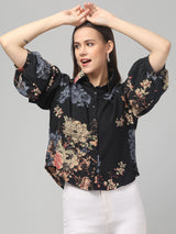 Floral Printed Butterfly Sleeve Top