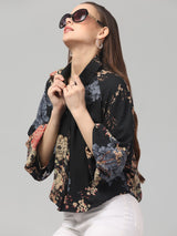 Floral Printed Butterfly Sleeve Top