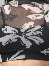 Black Floral Crop Top