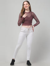 Mauve Full Sleeve Net Top