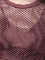 Mauve Full Sleeve Net Top