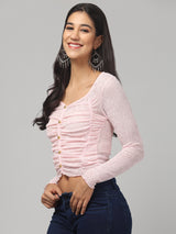 Gathered Pink Crop Top