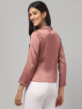Beige Solid Satin Top