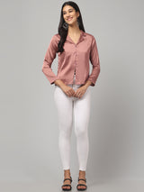Beige Solid Satin Top
