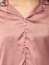 Beige Solid Satin Top