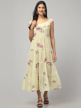 Off Shoulder Embroidered Maxi Dress