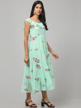 Off Shoulder Embroidered Maxi Dress