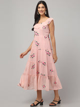 Off Shoulder Embroidered Maxi Dress