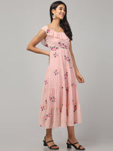 Off Shoulder Embroidered Maxi Dress