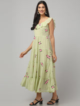 Off Shoulder Embroidered Maxi Dress