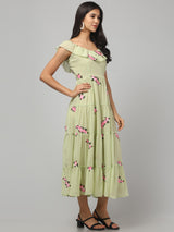 Off Shoulder Embroidered Maxi Dress